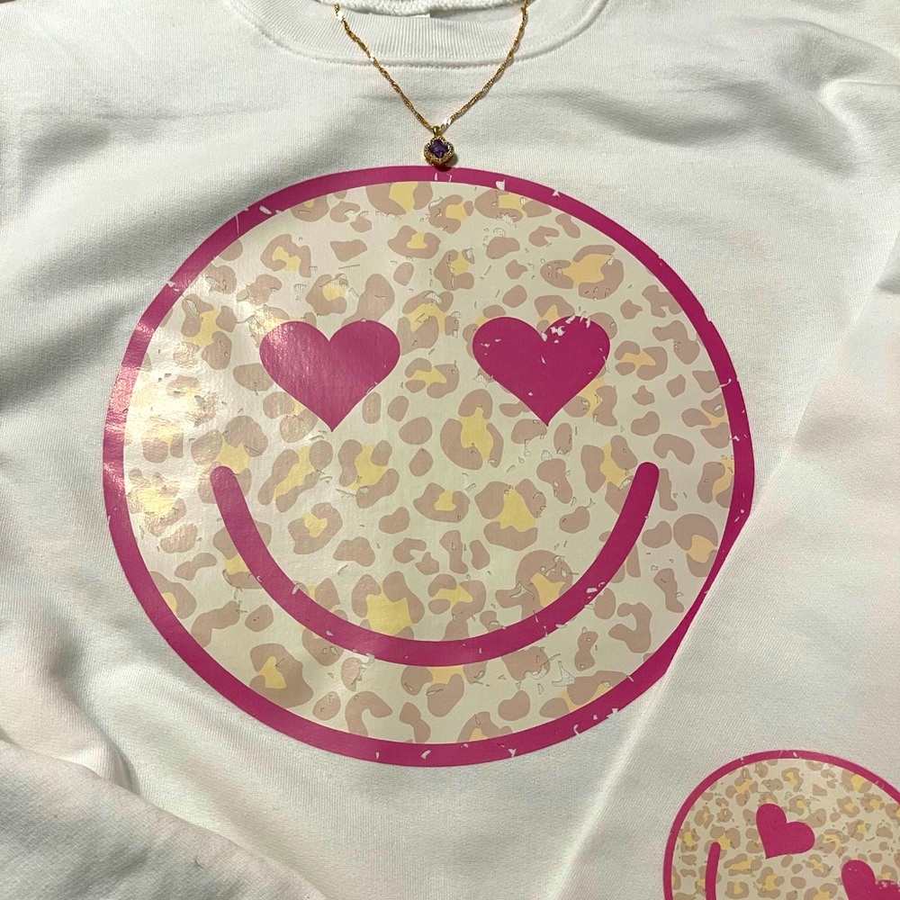 Smiley Leopard Sweatshirt XS-4XL